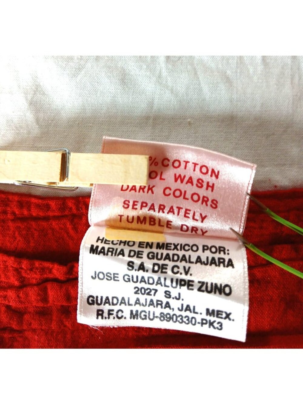 Vintage Maria Guadalajara Red Cotton Jumper Dress Size L Mexico Overalls NOS - Picture 9 of 16